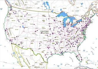 United States of America USA composite locations navigation map