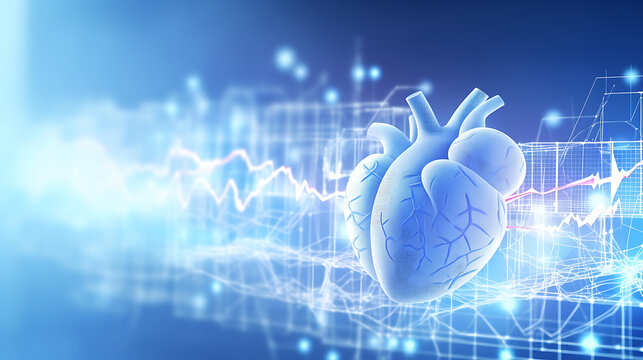 Heartbeat line transforming into a digital AI code, AI role in real-time patient monitoring and heart health management. Advanced AI technology for cardiac care. Generative AI illustration 