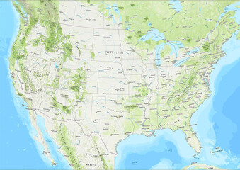 USA America topographic base navigation map