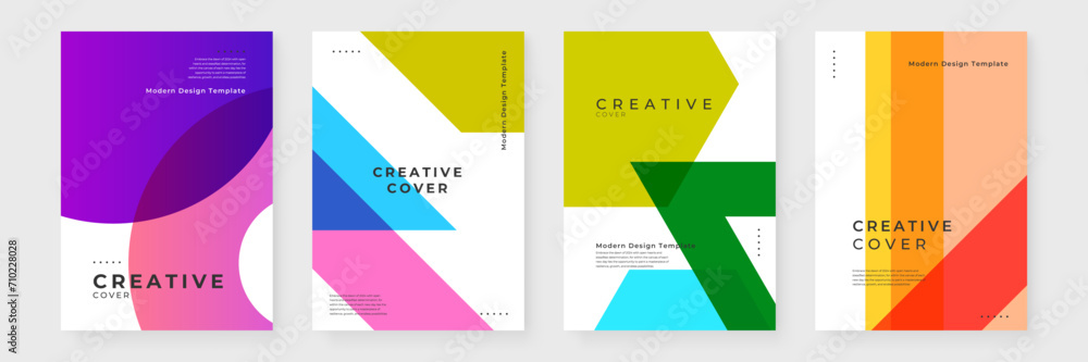 Poster colorful colourful vector abstract creative cover collection design with shapes. minimalist simple c