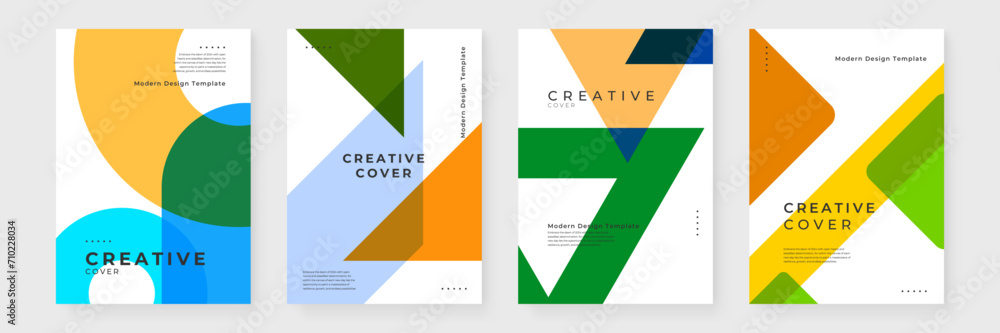 Poster colorful colourful vector abstract creative cover collection design with shapes. minimalist simple c