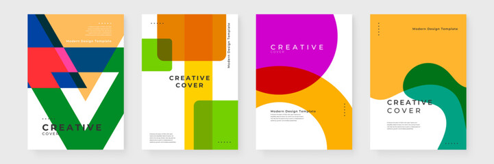 Colorful colourful vector creative design abstract shapes cover. Minimalist simple colorful poster for banner, brochure, corporate, website, report, resume, and flyer - obrazy, fototapety, plakaty