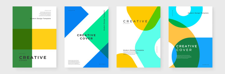 Colorful colourful vector flat creative design abstract shapes covers. Minimalist simple colorful poster for banner, brochure, corporate, website, report, resume, and flyer