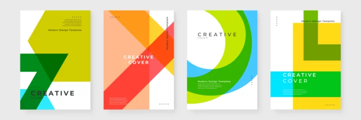 Fotobehang Colorful colourful vector creative design abstract shapes cover. Minimalist simple colorful poster for banner, brochure, corporate, website, report, resume, and flyer © Badr Warrior