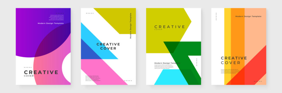 Colorful colourful vector abstract creative cover collection design with shapes. Minimalist simple colorful poster for banner, brochure, corporate, website, report, resume, and flyer
