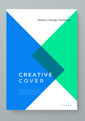 Blue green and white vector flat creative design abstract shapes covers. Minimalist simple colorful poster for banner, brochure, corporate, website, report, resume, and flyer