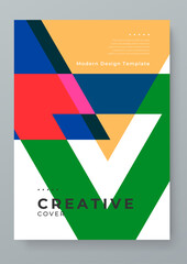 Colorful colourful vector minimalist geometric shapes creative design cover template. Minimalist simple colorful poster for banner, brochure, corporate, website, report, resume, and flyer