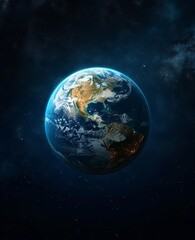 Obraz na płótnie Canvas Planet Earth in dark outer space. Civilization.