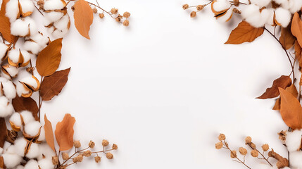Obraz na płótnie Canvas frame made of eucalyptus branches on white background. autumn composition