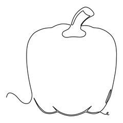 One continuous line drawing whole healthy organic paprika for plantation logo identity. Fresh bell pepper concept for fruit vegetable icon. Modern single line draw design vector graphic illustration
