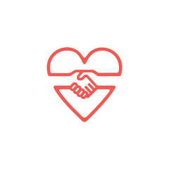 Handshake partnership love logo design