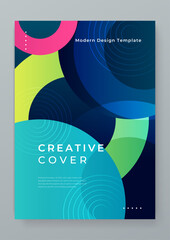 Colorful colourful vector illustration minimalist cover design creative with shapes. Colorful gradient geometric design for poster, banner, brochure, leaflet, cover, magazine, or flyer.