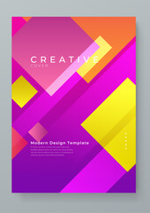 Colorful colourful vector minimalist geometric shapes creative design cover template. Colorful gradient geometric design for poster, banner, brochure, leaflet, cover, magazine, or flyer.