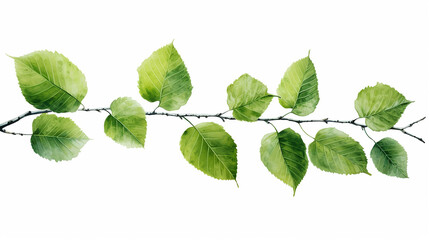 Naklejka premium birch leaves illustration on white isolated background