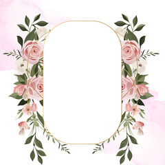 Pink and white modern background invitation template with floral and flower. Flower watercolor square background for social media post feed template