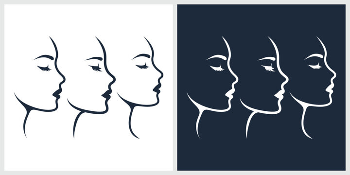 Woman Face Beauty Thin Line Logo