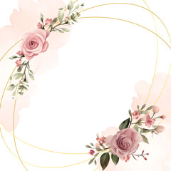 Pink and white invitation background bouquet watercolor painting with flora and flower. Flower watercolor square background for social media post feed template