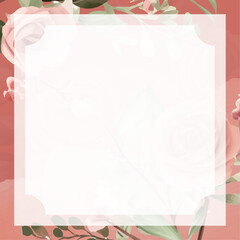 Pink white and red vector realistic golden luxury invitation with flora and flower. Flower watercolor square background for social media post feed template
