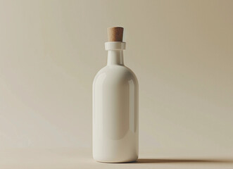 white corked bottle on light colored backround for product photography mockup, generated by ai