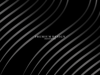 Black abstract background design. Modern wavy lines (guilloche curves) pattern in monochrome colors. Premium line texture for banner, business card, background. Dark horizontal vector template.