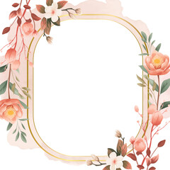 Peach and white elegant watercolor background with flora and flower. Flower watercolor square background for social media post feed template