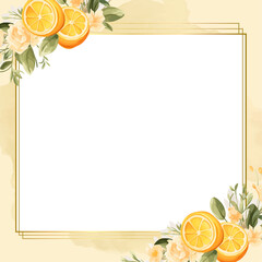 Yellow and white elegant watercolor background with flora and flower. Flower watercolor square background for social media post feed template