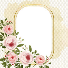 Pink white and yellow watercolor hand painted background template for Invitation with flora and flower. Flower watercolor square background for social media post feed template