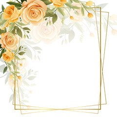 Fototapeta na wymiar Yellow and white modern background invitation template with floral and flower. Flower watercolor square background for social media post feed template