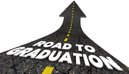 Road to Graduation Succeed in School Education Graduate Success 3d Illustration