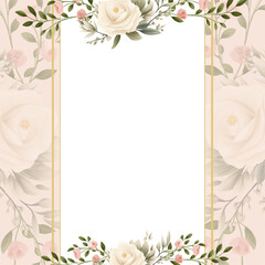 Fototapeta na wymiar White and beige invitation background bouquet watercolor painting with flora and flower. Flower watercolor square background for social media post feed template