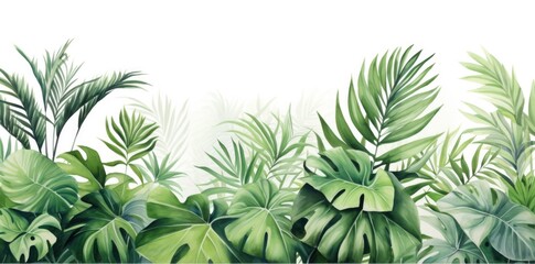 Fototapeta premium green tropical leaves on a white background