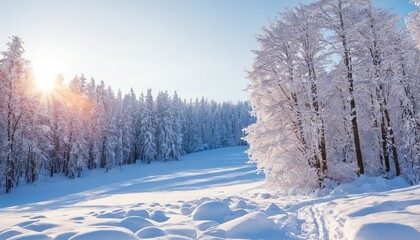 Fototapeta na wymiar Winter Wonderland: A Beautiful View of a Snowy Forest
