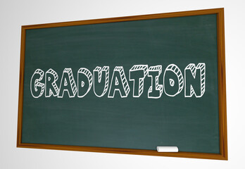 Obraz premium Graduation Chalkboard Word Final Day Date Classes School Education Graduate 3d Illustration