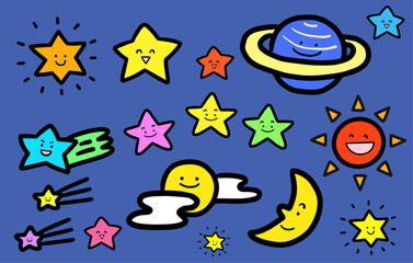 宇宙の星、太陽、月