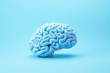 Healthy brain on blue background close up
