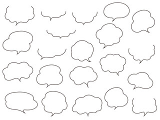 ゆるい吹き出しのベクターイラストセット。　ふきだし、フレーム	