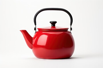 Iron teapot on white background