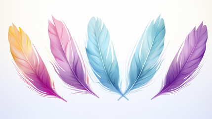 feathers illustration on white isolated background