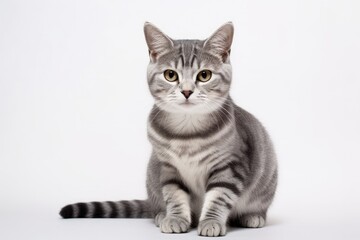 Obraz premium Beautiful pet cat portrait on white background