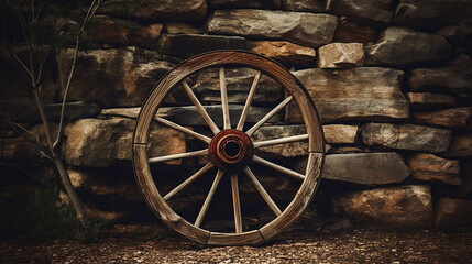 Obraz premium Rustic Wagon Wheel illustration of a rustic design