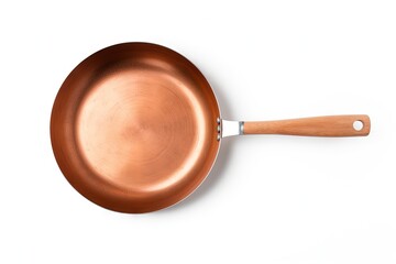 Copper pan on white background