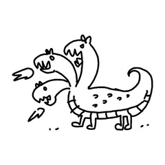 cute dragon with three head