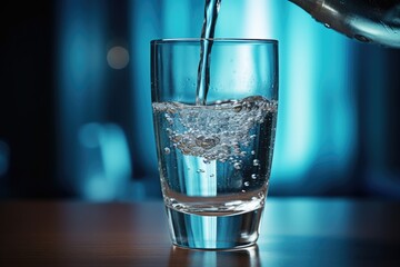 Put tap water into the glass, ensuring that it is safe for consumption.