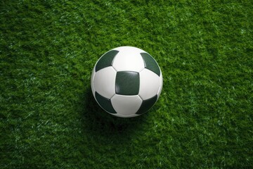 Fototapeta premium Soccer field with ball on green turf