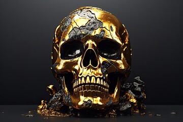 Black skull pirate symbol for Halloween depicting poison and horror with medical and anatomical elements