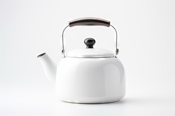 Obraz premium White ceramic kettle on white background