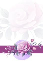 Purple violet and white vector realistic golden luxury invitation with flora and flower