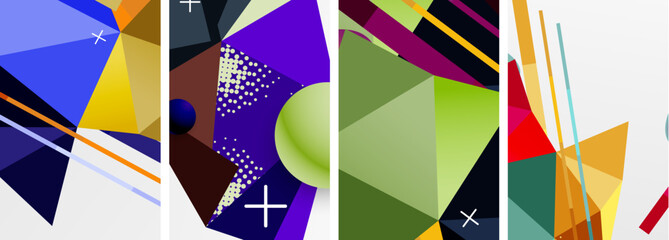 Geometric elements in abstract poster composition set. Vector illustration For Wallpaper, Banner, Background, Card, Book Illustration, landing page