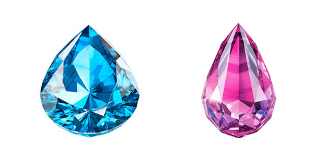 PNG Set of blue and purple diamond isolated on transparent background