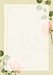 Pink green and white elegant watercolor background with flora and flower